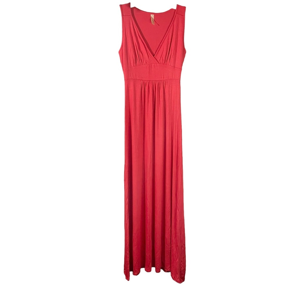 Loveappella v-neck jersey stretch orange maxi sleeveless dress Size XS pullover - Picture 6 of 9